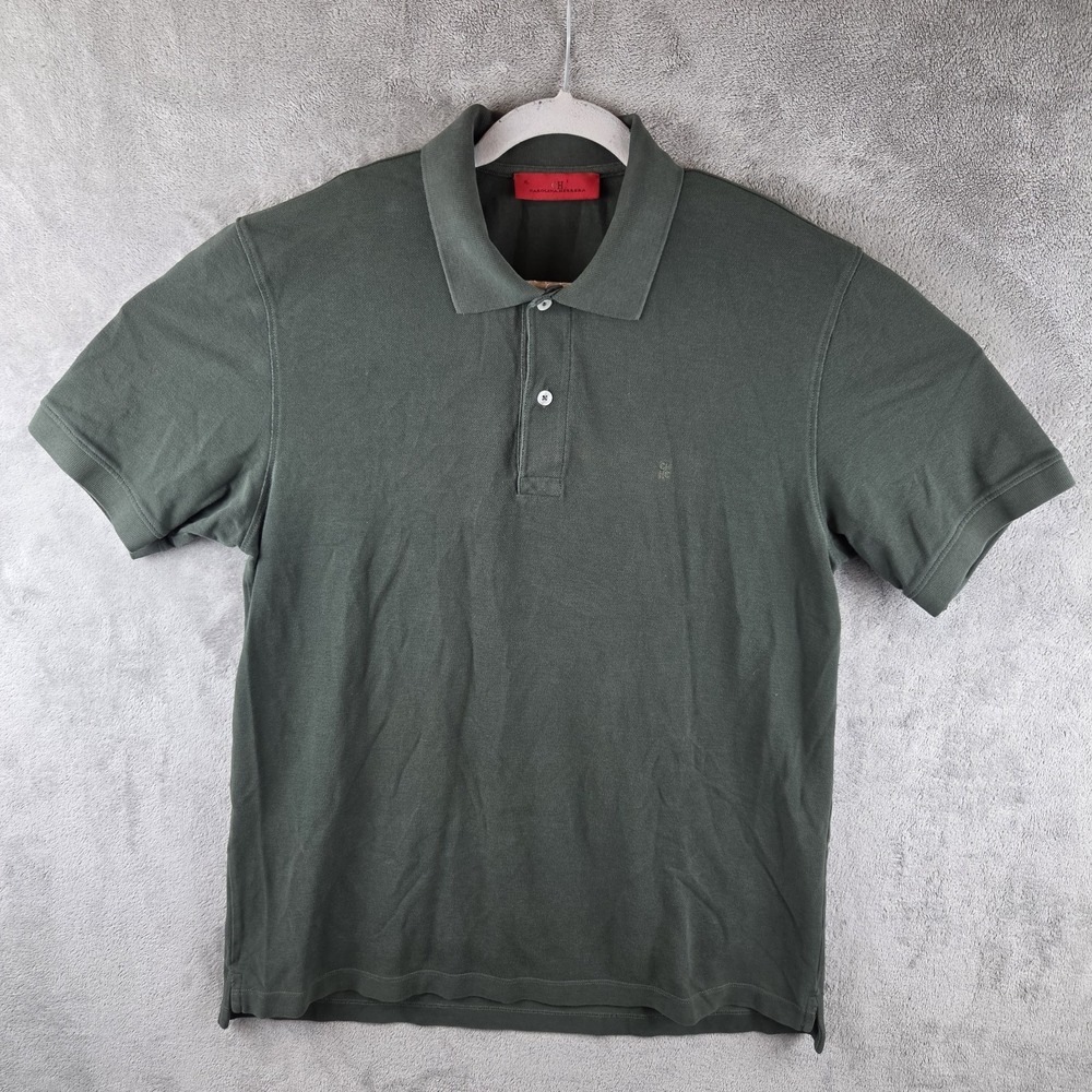 Carolina Herrera Olive Green Pique Polo Shirt Mens XL Short Sleeve Cotton